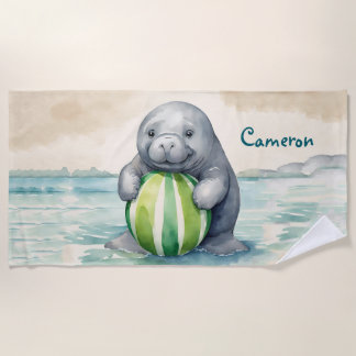 Serviette De Plage Cute personnalisée Manatee