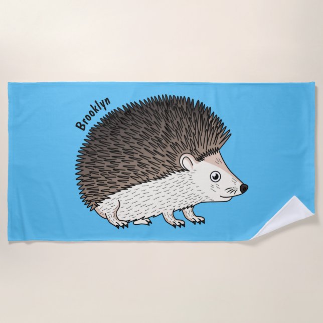 Serviette De Plage Cute prickly hedgehog cartoon (Devant)