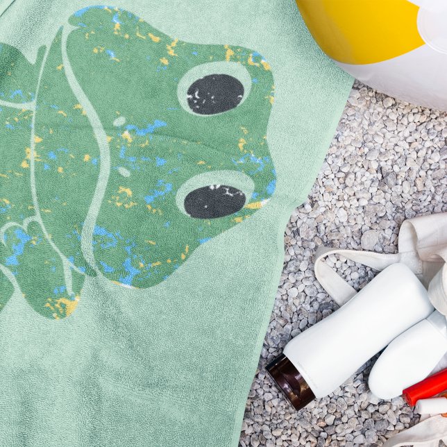 Serviette De Plage Cute Retro Frog Graphic Personnalisé (Créateur téléchargé)