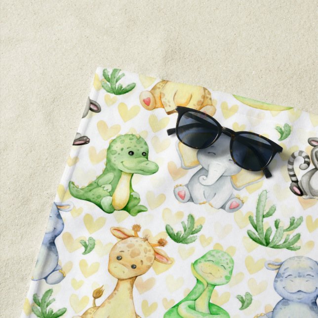 Serviette De Plage Cute Safari Animals Beach Towne (En situation)