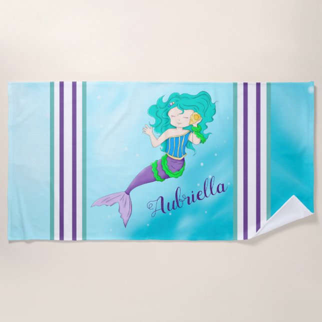 Serviette De Plage Cute sirène (Devant)