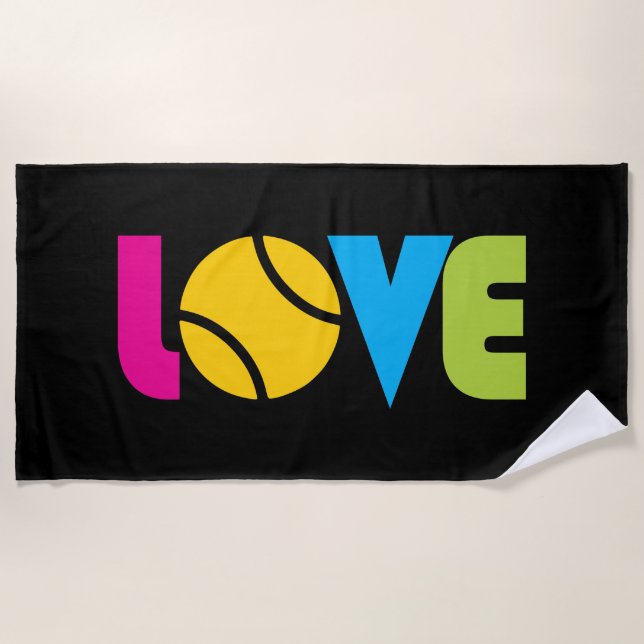 Serviette De Plage Cute Tennis LOVE -    (Devant)