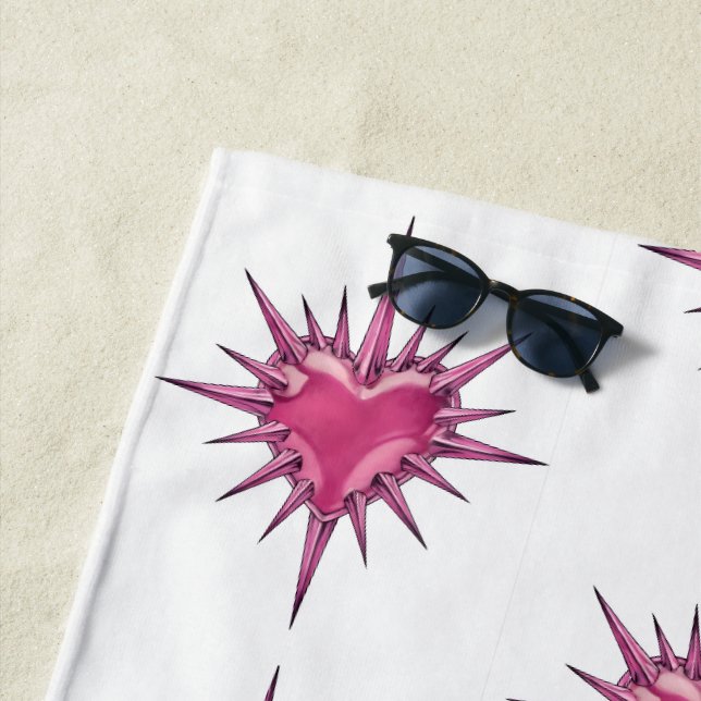 Serviette de plage Cybersigilisme Cœur Barbelé Ros (En situation)