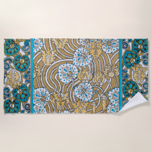 Serviette De Plage cyclamen bleu art nouveau fleur botanique