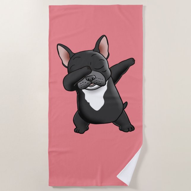 Serviette De Plage Dabbing mignon Français Bulldog       (Devant)