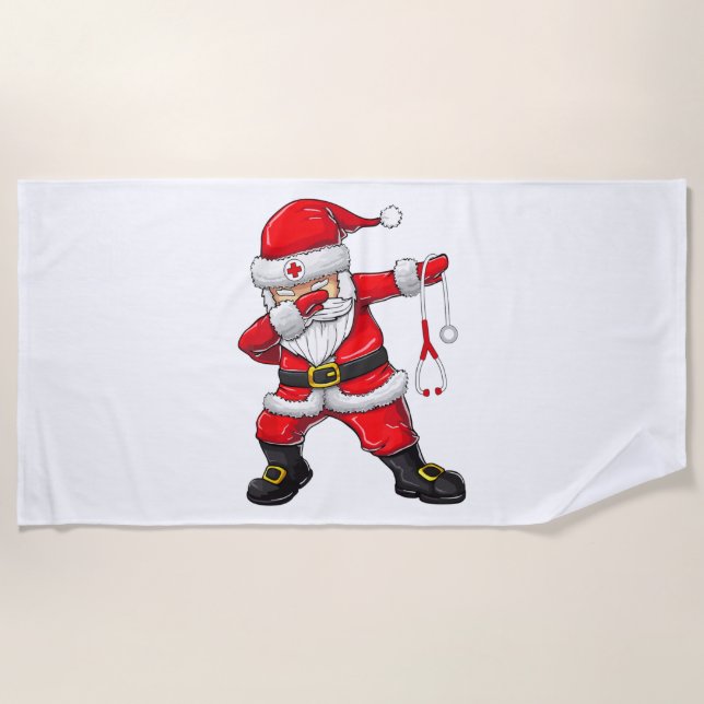 Serviette De Plage Dabbing Père Noël Christmas Scruter (Devant)