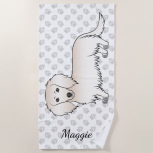 Serviette De Plage Dachshund à longs poils crème Chien de dessin anim