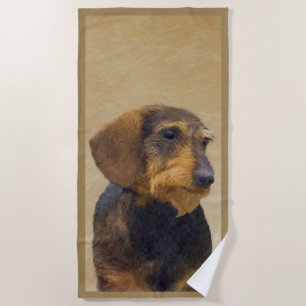 Serviette De Plage Dachshund (À poils durs) Peinture Chien Art origin