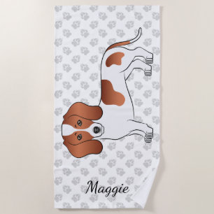 Serviette De Plage Dachshund Cartoon Chien & Nom Pelage Lisse Pied Ro