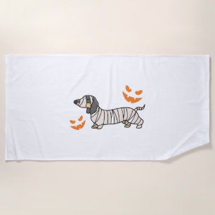 Serviette De Plage Dachshund Chien Halloween Candy Corn Pleine lune