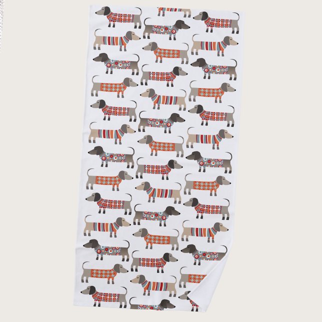 Serviette De Plage Dachshund Chien Saucisse (Fun Dachshund Wiener Sausage Dog beach towel for dog lovers)