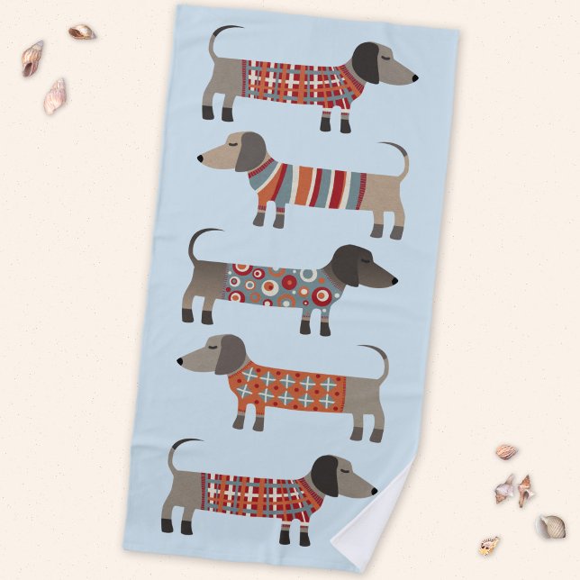 Serviette De Plage Dachshund Chien Saucisse (Dachshund Wiener Sausage Dog beach towel)