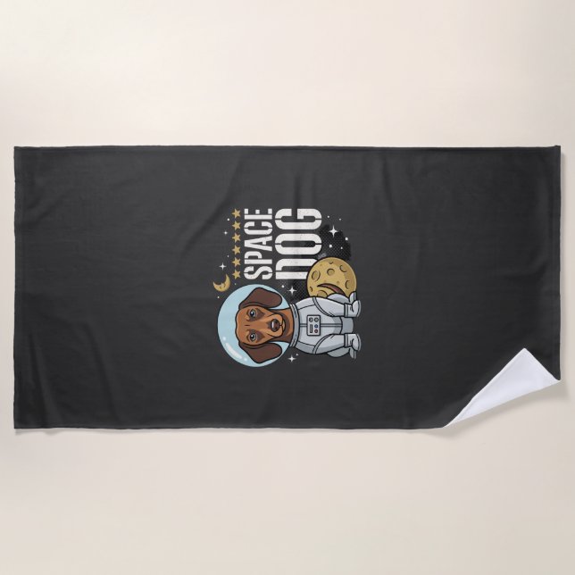 Serviette De Plage Dachshund Chien Spatial Astronaute Vecteur (Devant)
