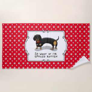 Serviette De Plage Dachshund Dog (S noir et tan) mignonne