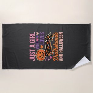 Serviette De Plage Dachshund drôle d'Halloween Citrouille Amateur de