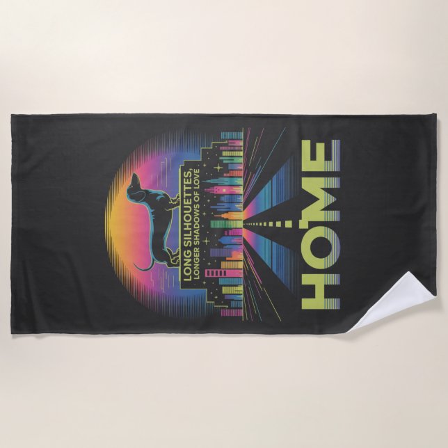 Serviette De Plage Dachshund Long Silhouettes, Longer Shadows Of Love (Devant)