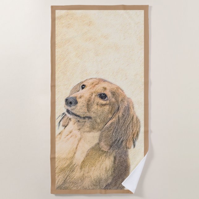 Serviette De Plage Dachshund (Longhaerien) Peinture - Art Chien origi (Devant)