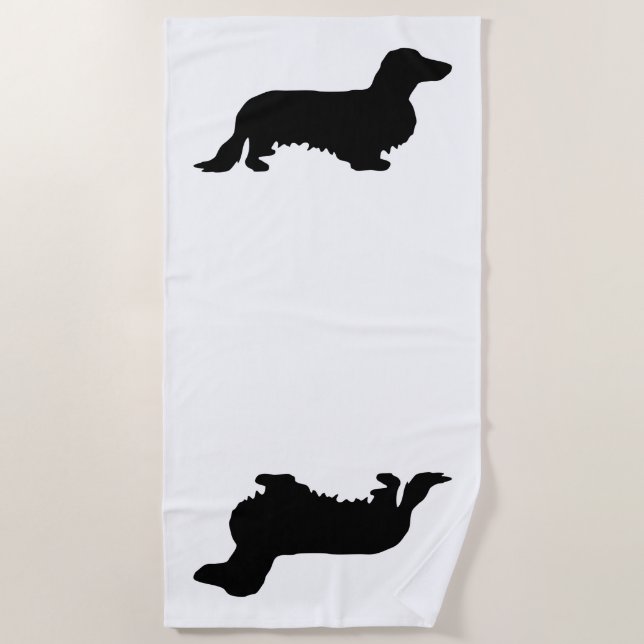 Serviette De Plage Dachshund Poil Long - Silhouette 1 (Devant)
