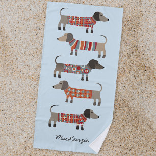 Serviette De Plage Dachshund Sausage Chien Personnalisé