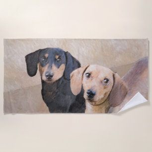 Serviette De Plage Dachshund (Smooth) Peinture - Art Chien original