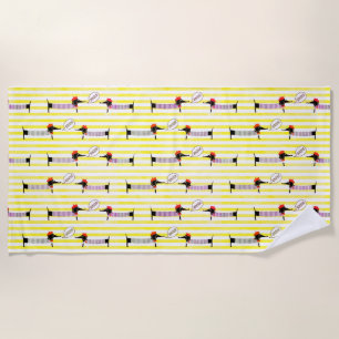 Serviette De Plage Dachshund Wiener Dog Bonjour