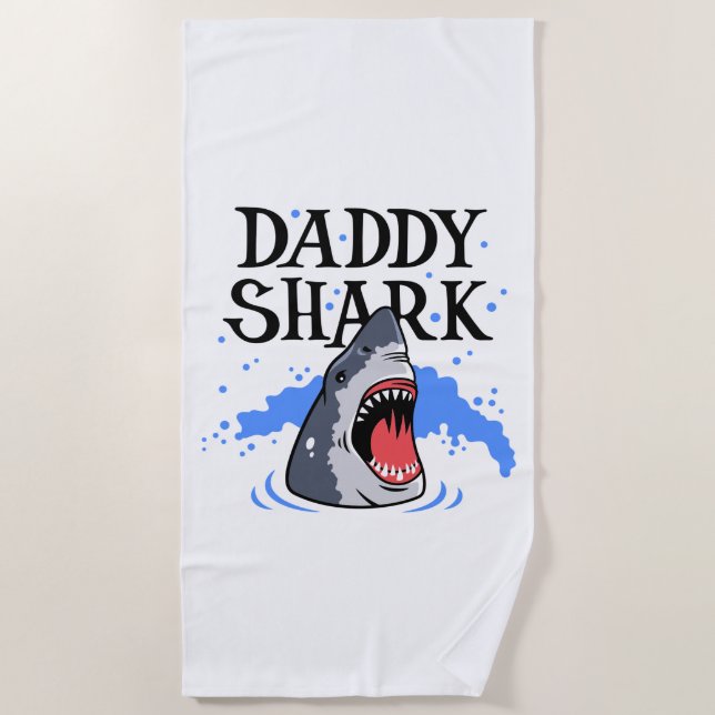Serviette De Plage Daddy Shark - Grand Blanc (Devant)