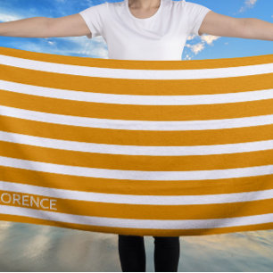 Serviette De Plage Daffodil rayures de cabane jaune - personnalisées