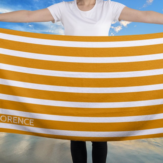 Serviette De Plage Daffodil rayures de cabane jaune - personnalisées (Créateur téléchargé)