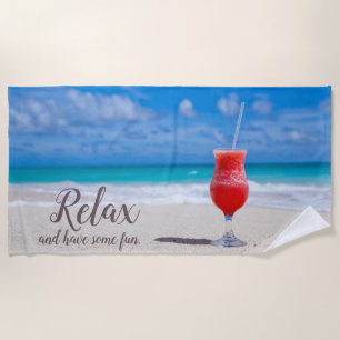 Serviette De Plage Daiquiri aux fraises congelées sur le sable du cie