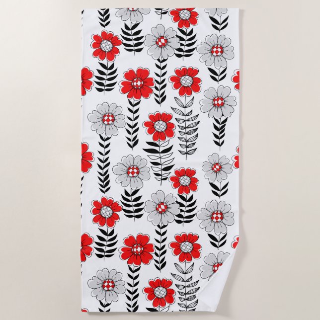 Serviette De Plage Daisy dooda en rouge et noir (Devant)