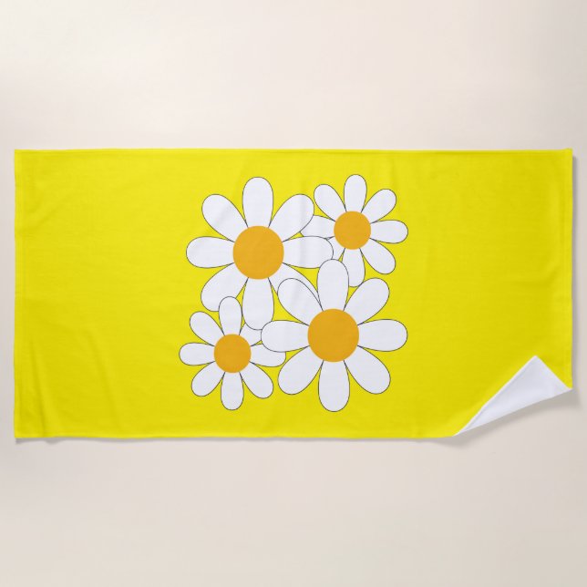 Serviette De Plage Daisy Lumineuse et Audacieuse (Devant)