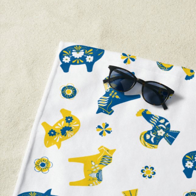 Serviette De Plage Dala folklorique suédois Animaux (En situation)