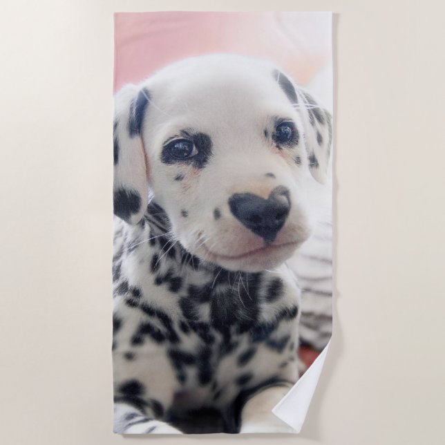 Serviette De Plage Dalmatien Nez de Coeur (Devant)