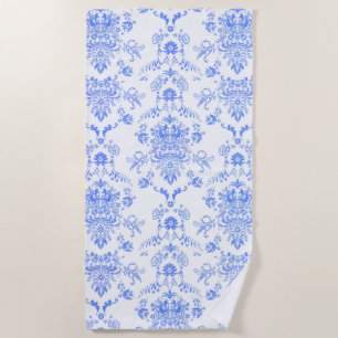 Serviette De Plage Damas bleu