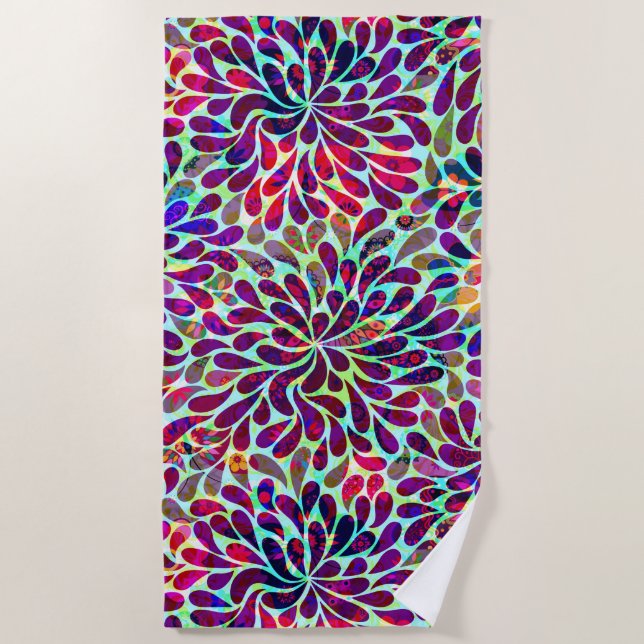 Serviette De Plage Damas coloré oriental (Devant)