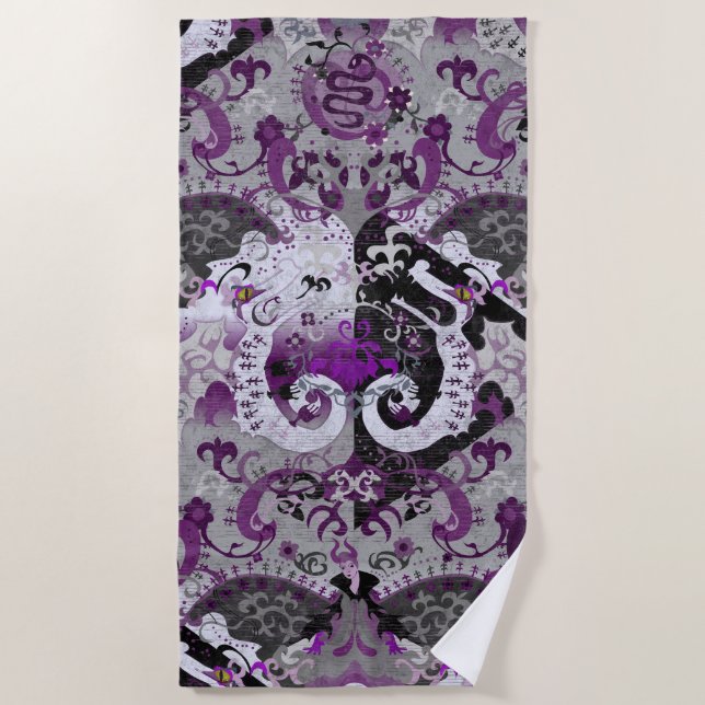 Serviette De Plage Damas de dragon désisexuel - Couleurs de drapeau d (Devant)