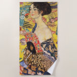 Serviette De Plage Dame Gustav Klimt Avec Ventilateur<br><div class="desc">Gustav Klimt Lady Avec Poster Du Ventilateur</div>