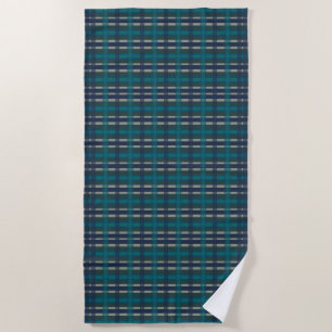 Serviette De Plage Damier à carreaux bleu vert violet et turquoise