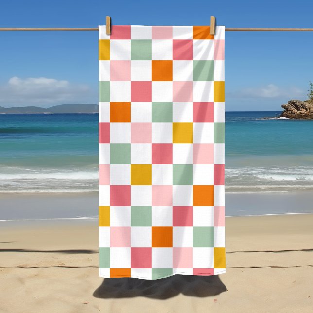 Serviette De Plage Damier Coloré (Créateur téléchargé)