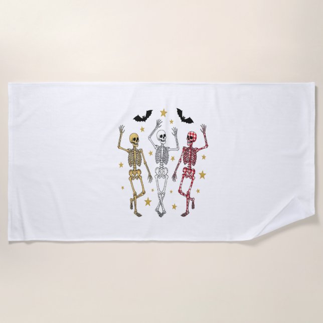 Serviette De Plage Dancing Skeleton Halloween (Devant)