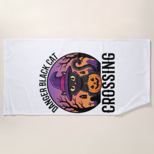 Serviette De Plage Danger Halloween Chat Noir Traverse
