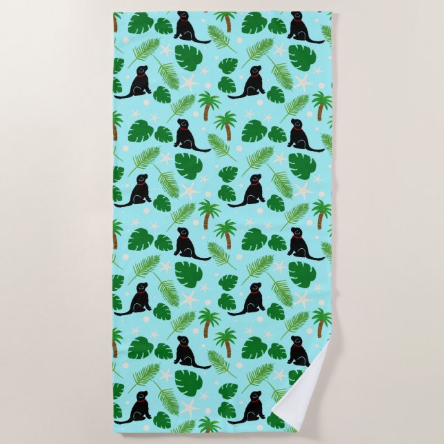 Serviette De Plage Dans l'océan bleu Tropical Black Dog Beach Towel (Devant)