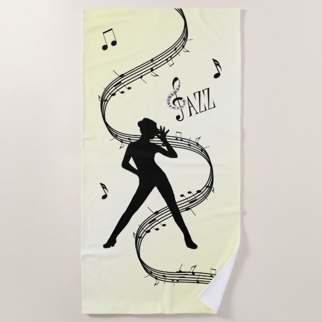 Serviette De Plage Danse Jazz Musique Jaune (Devant)
