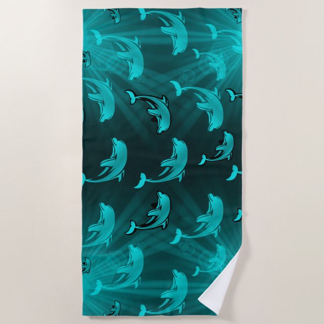 Serviette De Plage dauphin, poisson, nature, aquatique, design, belle (Devant)