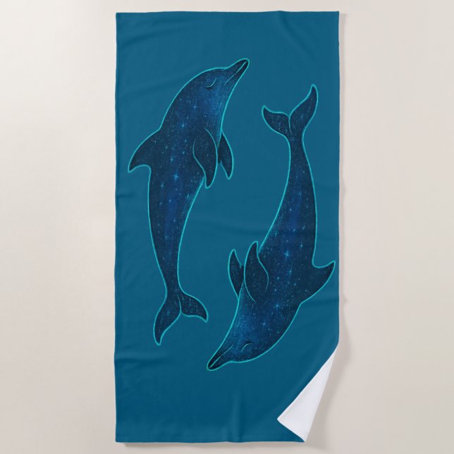 Serviette De Plage Dauphins dans la mer bleue profonde (Devant)