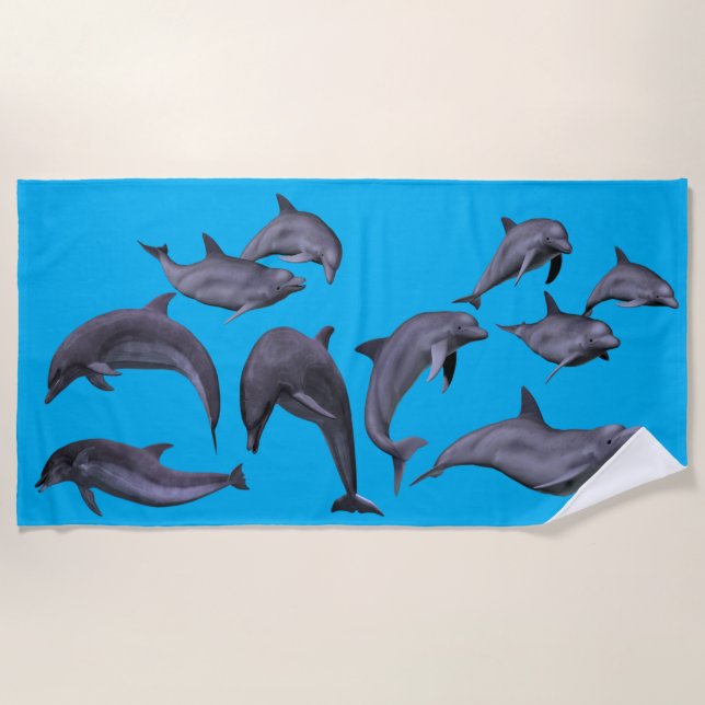 Serviette De Plage Dauphins de natation vintage (Devant)