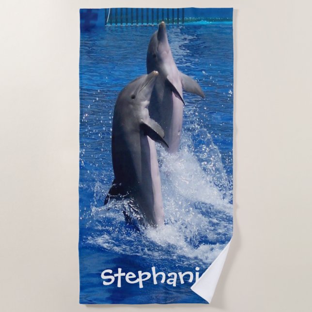 Serviette De Plage Dauphins personnalisés (Devant)