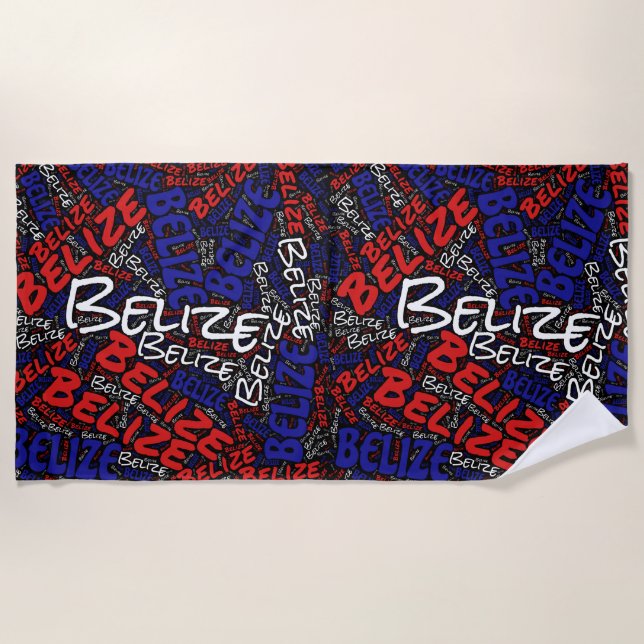 Serviette De Plage Dazzling Belize couleurs drapeau patriotique (Devant)