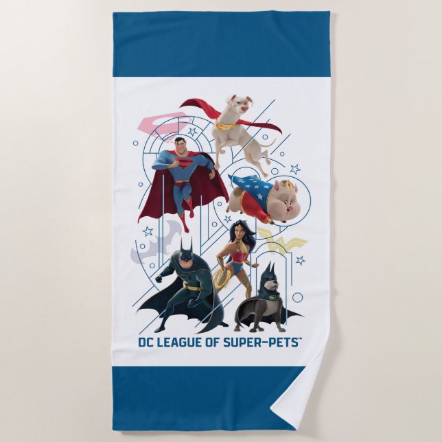 Serviette De Plage DC Trinity Heroes & Super-Pets (Devant)