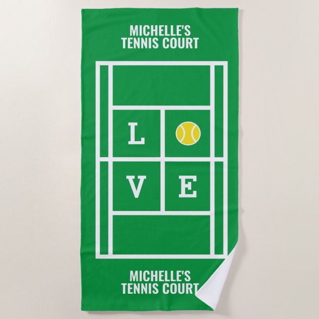 Serviette de plage de court de tennis cadeau avec  (Devant)
